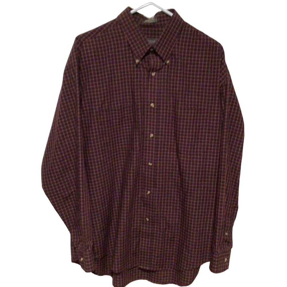 Van Heusen Men’s Plaid Long Sleeve Button Down Shirt Size Large 16-16.5